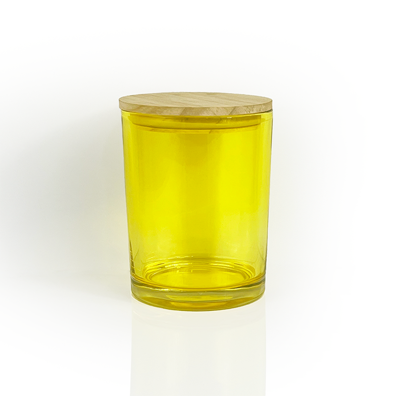New arrived 400ml glass candle vessels yellow glass jars for candle making